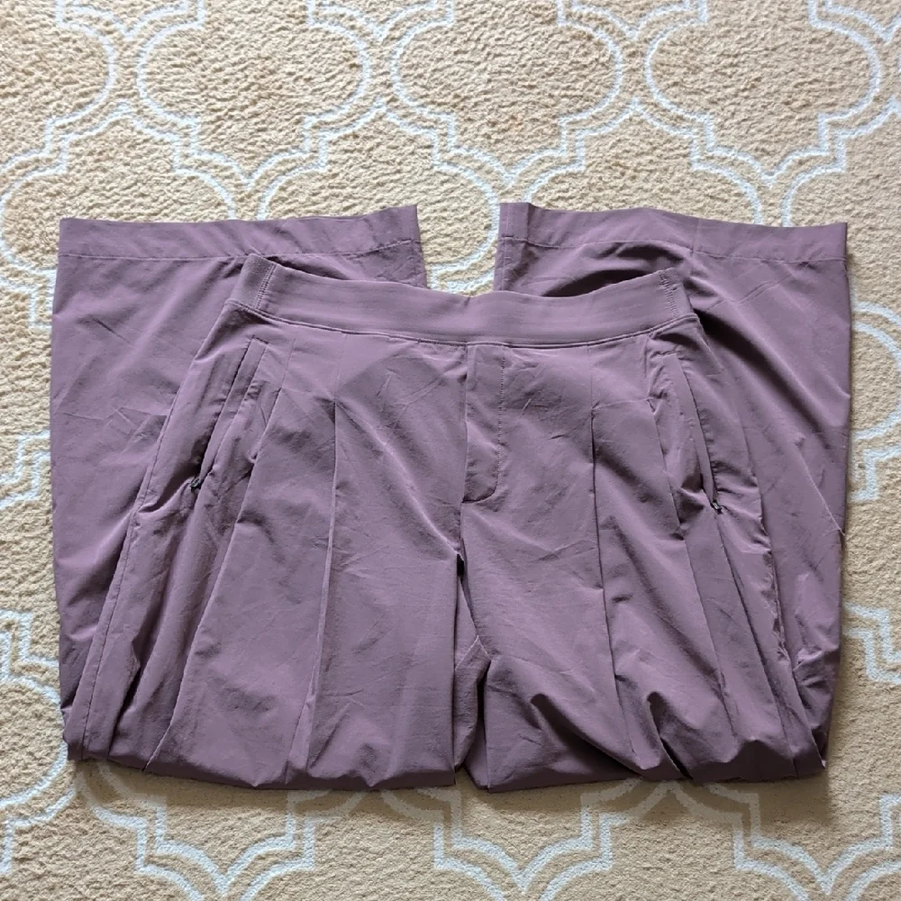 Athleta Brooklyn Heights Pleated Wide Leg Damask Mauve EUC - Picture 3 of 7